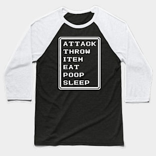 Final Fantasy Battle Menu Eat Poop Sleep Ninja Version Baseball T-Shirt